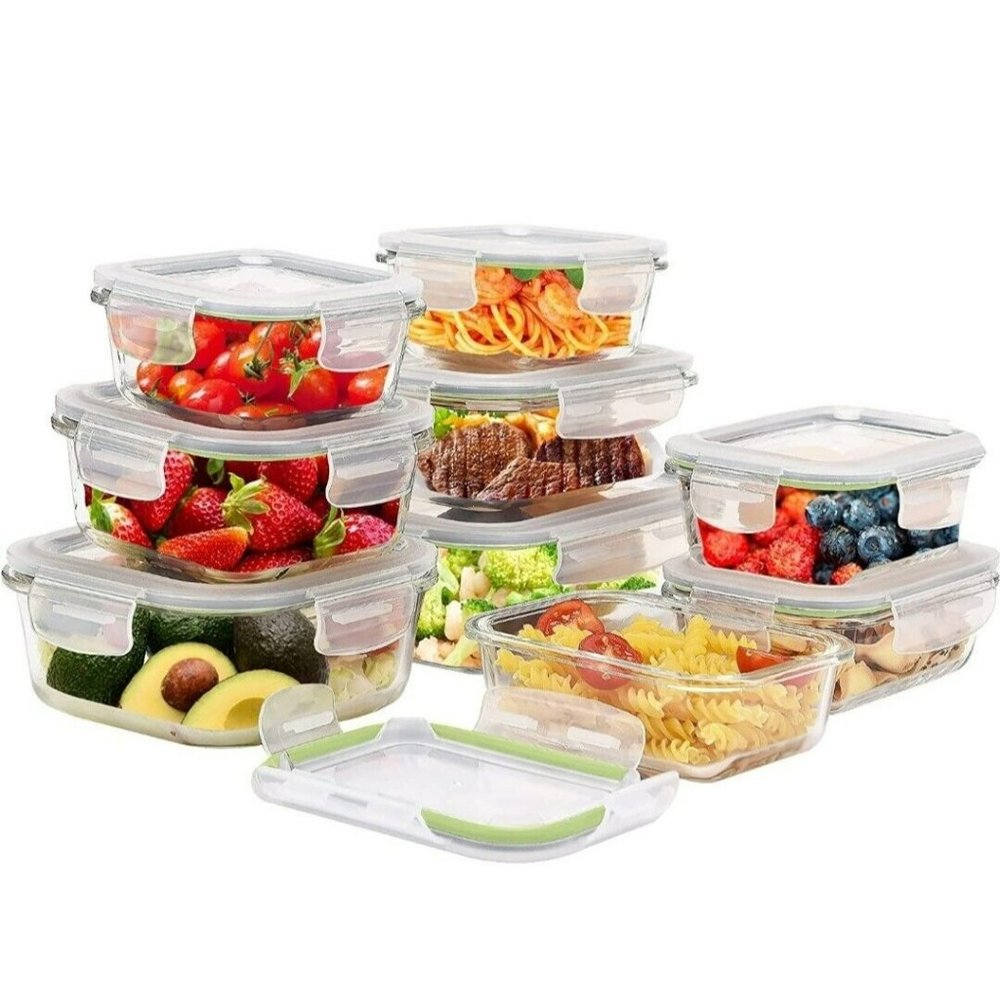 ROSOS Glass Food Storage Containers with Lids 18 Pieces, LEAK PROOF SEAL